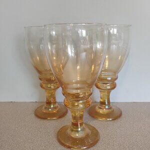 Krosno Poland Vintage Wine goblets, Yellow, set of 3